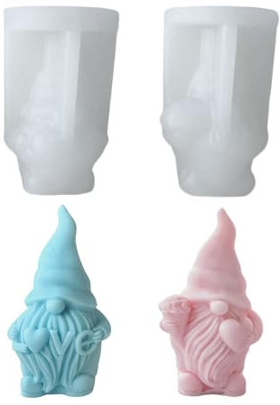 Xidmold 2 Stück Liebe Herz Wichtel Kerzeform Seifenform 3D Zwerge Silikonform für Fondant, Tortendeko, Schokolade, Seife, Sojawachs Kerzen, Gips, Epoxidharz, Valentinstag Handwerk (B)