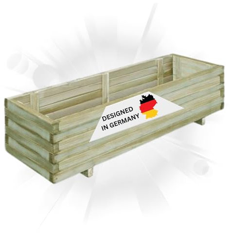 DELUKE Hochbeet aus Kiefernholz Mila | Grün, imprägniert | 120x40x30cm | Wetterfest | Gartenbeet Holz Kräuterbeet Blumenbeet Beet hoch Frühbeet für Garten Gemüsebeet
