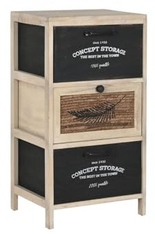 Home ESPRIT Kommode in Schwarz, Naturholz, 40 x 30 x 73,5 cm