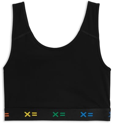 TomboyX Reggiseno a compressione, alternativa al raccoglitore per il torace, senza fili, copertura completa, supporto medio, reggiseno sportivo per atletica, (XS-6X), Nero X= Arcobaleno, S