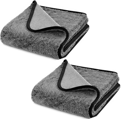 DEJIN 2 Pack Super Absorbent 40x60cm Microfibre Drying Cloth, Cleaning Cloths for Car Windows Shower Bathroom Kitchen, Car Drying Towel, Window Cleaning Cloths, Shower Cloth