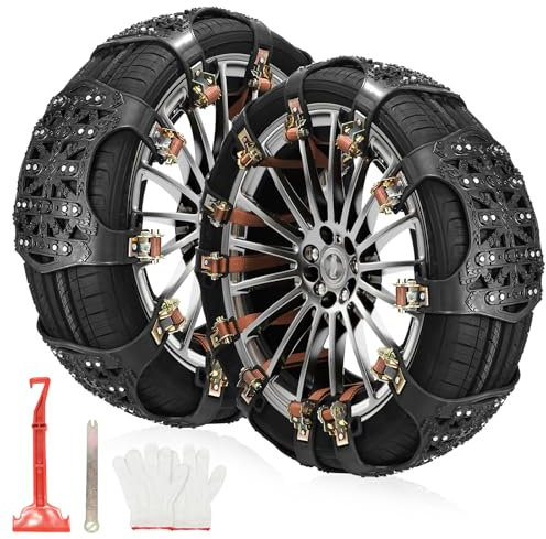 DBREAKS Schneeketten, 6 Stück Reifenketten, Universal 165-265MM Auto Notfall-Schneereifenketten, Snow Chains Cars, Autokette Sicherheitsketten,Anfahrhilfe Schneeketten für die Meisten SUV&LKW(Schwarz)