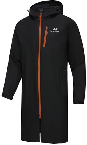 NORDIC OUTLAND Rain Jacket Men,Waterproof Breathable Long Raincoat with Hood Mesh Lining,Windbreaker for outdoor activities