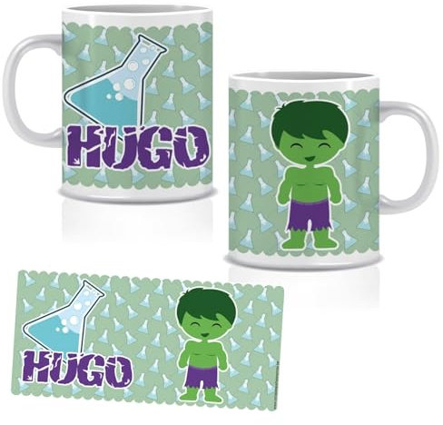 Tazza in plastica personalizzata. Ideale per la scuola e la scuola materna. Vola a scuola. Regali personalizzati. Diversi modelli a scelta (Hulk)