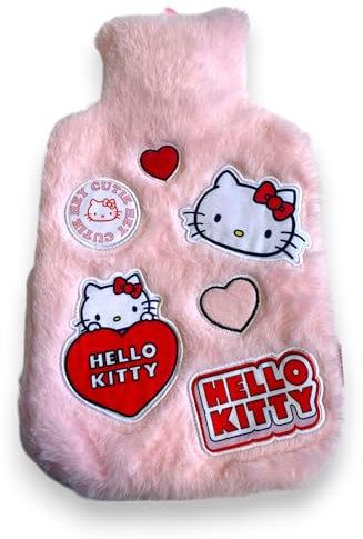 MOMMM - Kitty Plüsch-Wärmflasche mit Applikationen, Rosa 1750ML