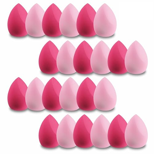 Lot de 24 éponges de maquillage lavables, adaptées aux liquides, crèmes et poudres, différentes couleurs