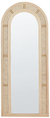 Wandspiegel mit breitem Rahmen Rattan natürlich oval 50x120 cm Boho Franey