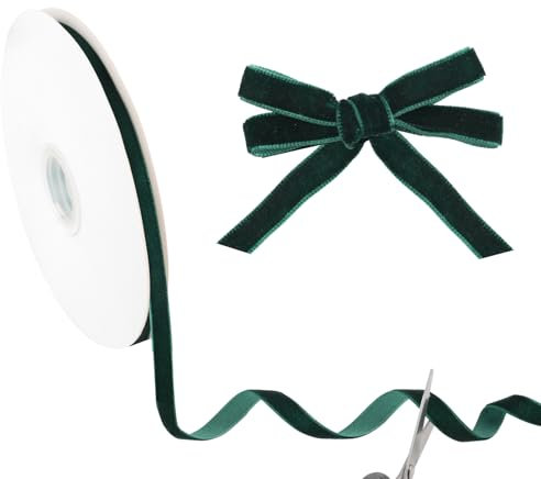 Samtband Grün, Geschenkband Samt, Samtband Dunkelgrün Velvet Ribbon Samtbänder Geschenkband Weihnachten Für Einladungen, Basteln, Blumensträuße, Party-Dekoration