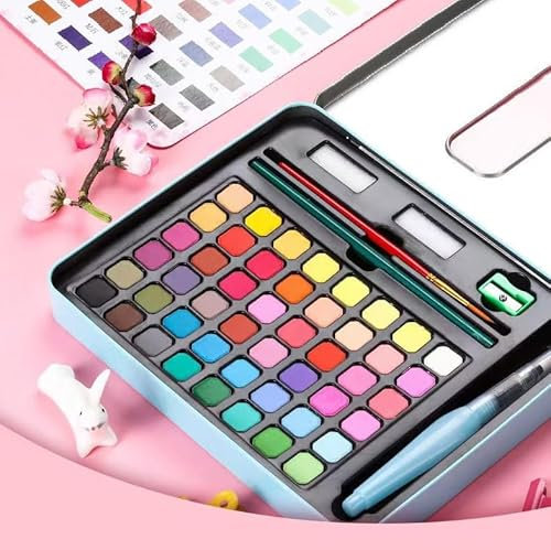Gerbala Peinture Aquarelle, 48 Couleurs Professionnel, Kit Débutant Avec Bloc De Papier, Vibrant Et Portable, Fournitures Artiste