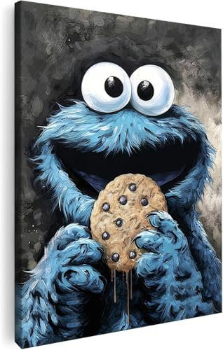 Artmazing | Krümelmonster Bild bunt | S-Art Bilder | Bilder Modern | Leinwandbilder XXL Wohnzimmer | Wandbild Krümelmonster Deko | Bild Leinwand | buntes Poster für Wand