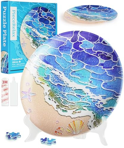 PieceRelax 3D Puzzle Plate 124 Pieces - Shells and The Sea, Decorative Jigsaw for Home & Gift [PL1011]