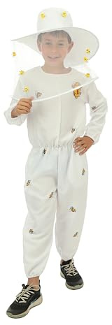 P'TIT CLOWN - Costume da apicoltore per bambini - Unisex - Tuta - Costume perfetto per compleanni, carnevale, cosplay, feste in costume ed eventi a tema - Bianco