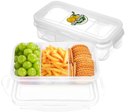 Bento Lunch Box with Compartments, Portable 420ml Plastic Storage Box with Lid for Food - Airtight, Multi-grid Lunch Organizer, Snack Containers Safe for Microwave & Dishwasher for Plane School Work