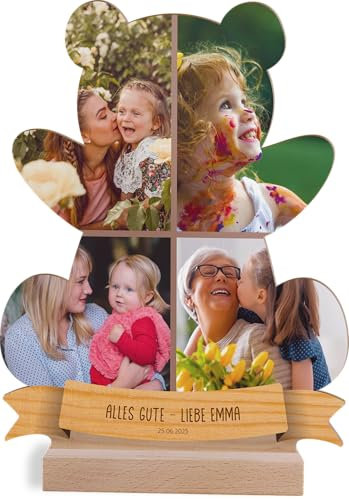 Teddy Geschenk personalisiert - Foto Geschenk Holzbild - Teddy Geschenke, Teddy Geschenk für Männer, Frauen und Kinder, Teddybär, Teddy Geschenke zum Geburtstag, Fotomosaik