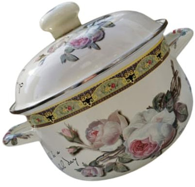 TOPBATHY Olla De Sopa De Esmalte Olla De Acero Inoxidable Cacerolas Sartenes Popover Profundas Ollas De Cocina Ollas De Inducción Instante Sartén Con Tapa Cocinando Bol Plato Beige