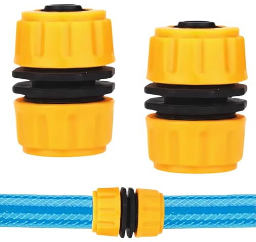 Hose Repair Connector Extender, Garden Hose Repair Connector, Used to Connect 1/2-Inch Garden Hoses, Quickly Fix Extension Connectors, and Quickly Repair Damaged and Leaking Hoses (Yellow)