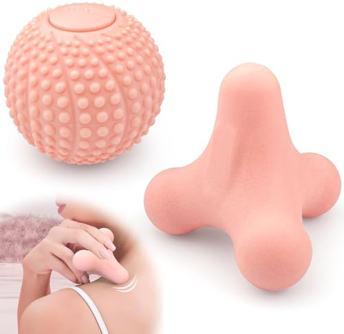 xianzhanEU 2 Stück Triggerpunkt Drücker Massagegerät Set, Faszienball für Füße, Rücken Faszienball, Massagebälle Triggerdinger, für Massage von Schultern Nacken Füßen und Händen(Rosa)