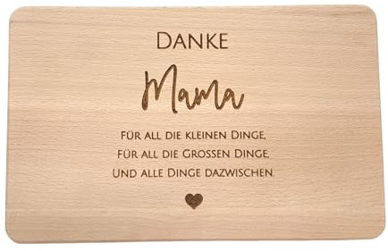 Muttertagsgeschenk Idee - Frühstücksbrettchen aus Holz mit hochwertiger Gravur für die Beste Mama (Danke Mama 2025)