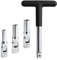 LEONTOOL 4 PCS Outil de retrait de bougie de préchauffage avec barre en T d’entraînement 3/8, ensemble de douilles pivotantes à joint universel de 8 à 12 mm pour tondeuse à gazon Voiture Motos Camion