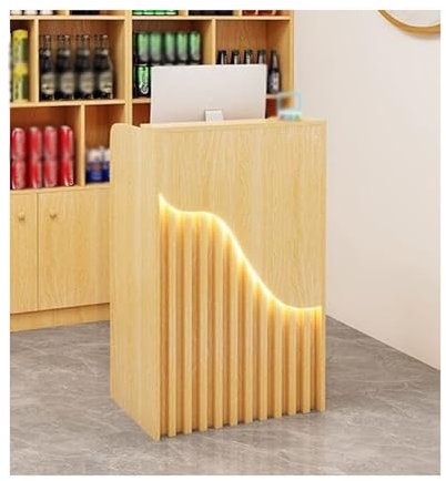 HUFIREHU Empfangstresen GroßE Empfangstheke BüRotheke Rezeptionstisch Verkaufstheke Modern HöLzerne Kassentheke Empfangstheke Mit Sichtschutz Empfangstheke Mit AbschließBaren Schubladen(Golden wood co
