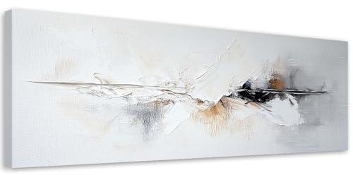 Feeby Leinwandbild - Bilder Wohnzimmer - Industrielle Abstraktion Gold - 150x50 1tlg - Deko Schlafzimmer - Wanddekoration - Aesthetic - Groß Moderne Bild - Foto auf Leinwand