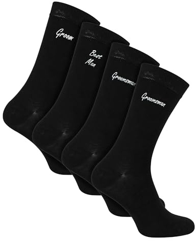 Sock Snob - 4 Pairs Mens Wedding Socks for Groomsman Groom and Best Man (6-11, Black)