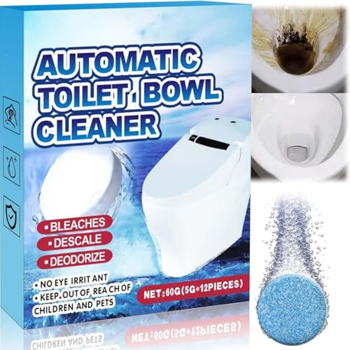 12pcs Toilet Bowl Cleaner Tablets,Heavy Duty Toilet Descaler,Limescale Remover Toilet Bowl Clean/er,Strong Toilet Cleaner for Stains,Fizzy Foam To/ilet Cleaner,Foaming T/oilet C/leaner,To/ilet C/lean