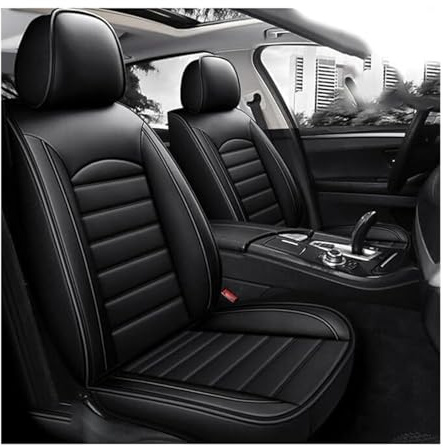 XINYUNFEI Auto Sitzbezüge Sets FüR Opel Grandland X 2017-2023 2024 2025, Leder Auto Schonbezug Full Set Sitzbezug, Auto Sitzbezüge Airbag Kompatibel, Wasserdicht Sitzbezug Auto Zubehör(Schwarz)
