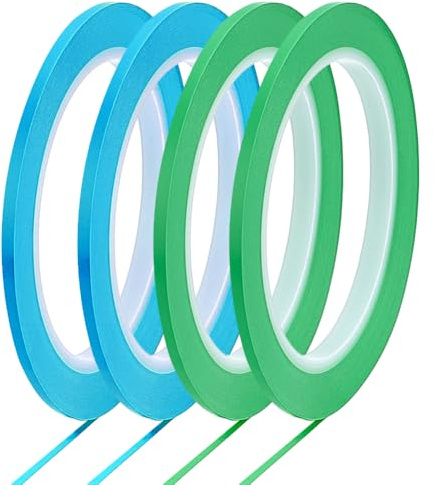 BENECREAT 4 rouleau de Ruban Adhésif à Lignes Fines de 2 couleurs Ruban de Masquage Fin en PVC Haute Température 3mm × 33 m Peinture Automobile pour Automobile Moto Peinture à la Flamme