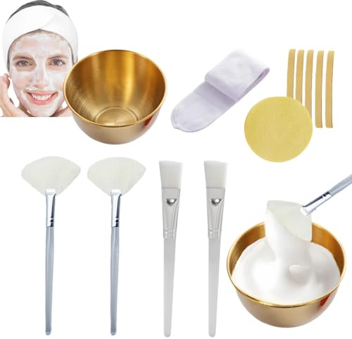 YELIONE Professional 11 Pcs Face Mask Applicator Kit, Facial Tools Set with Facial Sponges, Facial Large Mixing Bowl & Headband for Deep Cleansing and Face Mask Companion