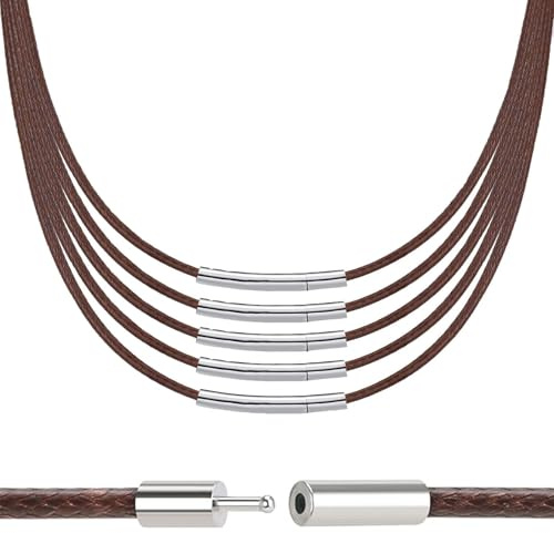 Diyxisk Lederband für Ketten 4 Stück, 2 mm Lederkette Damen Schwarz (40-55cm) Herren Lederkette Mit Verschluss, Geeignet Männer Frauen, Armband Halskette Diy Handwerk