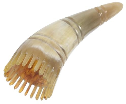 Horn Kopfhautkamm mit Breiten Zinken, Khaki, Natürlich