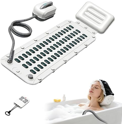 Badewannen-Massagematte, Bade-Spa-Massagematte mit 9-Gang-Einstellung, Heim-Surf-Massage-Badematte mit aufblasbarem Kissen und Fernbedienung, tragbares Spa-Badewannen-Massagegerät, rutschfestes Design