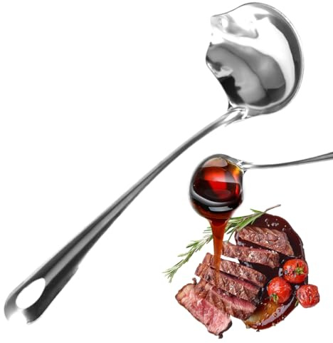 21.4x8.5 cm Cuchara de Salsa, Cuchara para Rociar Salsa con Pico | Cucharón Acero Inoxidable, Cucharones de Cocina, Cucharas Soperas, para Aderezos, Sopas, Salsas y Aliños