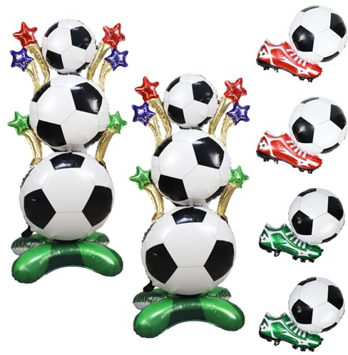 6pcs Football Balloons Set, World Cup Football Trophy, Inflatable Football Party Decorations, Football Birthday Decorations, balloons arch kit Sports Theme Party, Game Day, Boy Kids