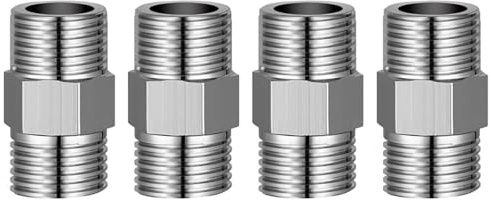 Riven Lot de 4 raccords à double filetage extérieur en acier inoxydable 201 1/2 20 mm pour raccord de tuyau d'eau et gaz