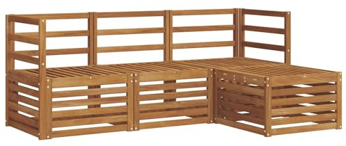 vidaXL Sofagarnituren 4 pcs Natur Massivholz Akazie, Moderner Garten-Sofa, robuster Sectional für den Außenbereich, stylishe Lounge, Terrasse für Komfort