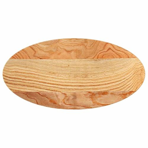 Tmriohed Massivholz Tischplatte Eiche 80 x 40 x 2 cm Hellbraun oval fein geschliffen Modernes Design Robust & Langlebig Couchtischplatte für Wohnzimmer Esszimmer Büro