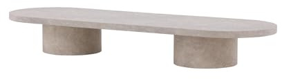 FURNLUX Couchtisch, Marmor Grau Dekor, 190x60x25 cm, 26 kg, Oval, MDF Material, Montageanleitung verfügbar