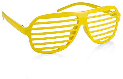 Komonee Yellow Shutter Shades Fun Novelty Plastic Party Retro Fancy Dress Costume Prop Rave Club Eyewear Disco Adults 80's Sunglasses