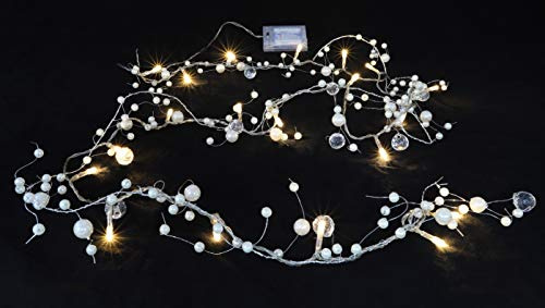 Christmas Concepts® 2m (6.6ft) Ivory Beaded Garland 20 Warm White LED Lights - Home - Christmas Lights - Fairy Lights