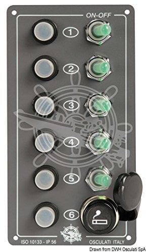 OSCULATI Pannello Elite 5 interruttori + Presa Accendino