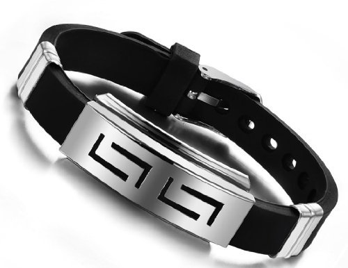 Feilok Charme Herren Labyrinth Form verstellbar Armbänder/Armreifen, aus Edelstahl, Farbe Silber Schwarz