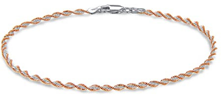 Tuscany Silver Bracciale in Argento Sterling Herringbone Two-Tone Placcato Oro Rosa e Bianco da 19cm/7.5 pollici