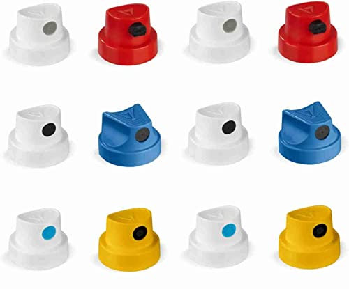 KLAMOTTEN STORE 12 Ersatz Sprühköpfe, Aufsatz für Sprühflasche-Spraydose-Farbspray-alle Strichbreiten, Skinny, kursiv, Fatcap, Kalligrafie