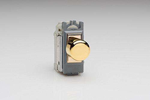 Varilight 2-Way V-Pro Push On/Off Rotary LED Dimmer 0-120W (1 Grid Space) Brass