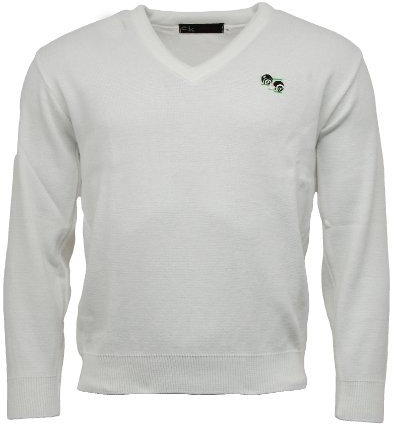 G5 APPAREL Bowls Lawn Bowling V-Neck White Jumper with Logo (2XL)