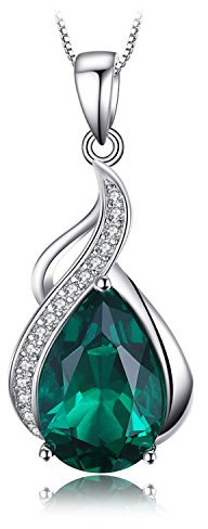 JewelryPalace Tropfenschliff 2.8ct Simulierter Smaragd Ketten Anhänger 45CM, Grün Schmuck Halskette Damen Silber 925 Collier Damen Edelstein Mädchen Zirkonia, Schmuck mit Stein für Frauen Valentinstag