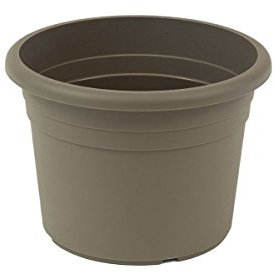 greemotion Pot de fleurs rond en plastique Ø 40cm 18L - Pot pour plantes extérieures et intérieures - Pot de jardin couleur taupe