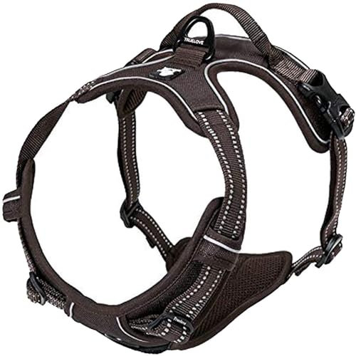 TrueLove Dog Harness TLH5651 No-pull Reflective Stitching Ensure Night Visibility, Outdoor Adventure Big Dog Harness Perfect Match Puppy Vest Now Available (Brown,M)